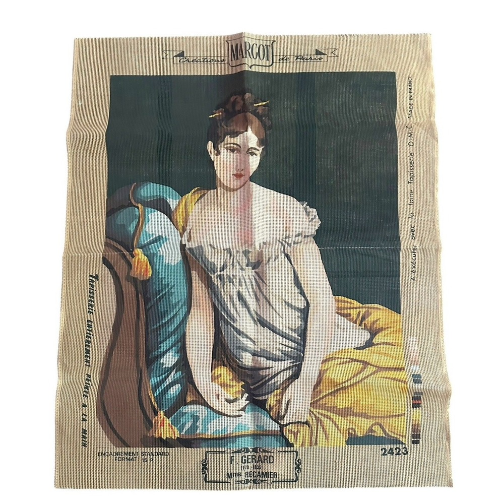 Vintage Large MARGOT Paris Needlepoint Canvas Madame Rรฉcamier Franรงoise Gรฉrard